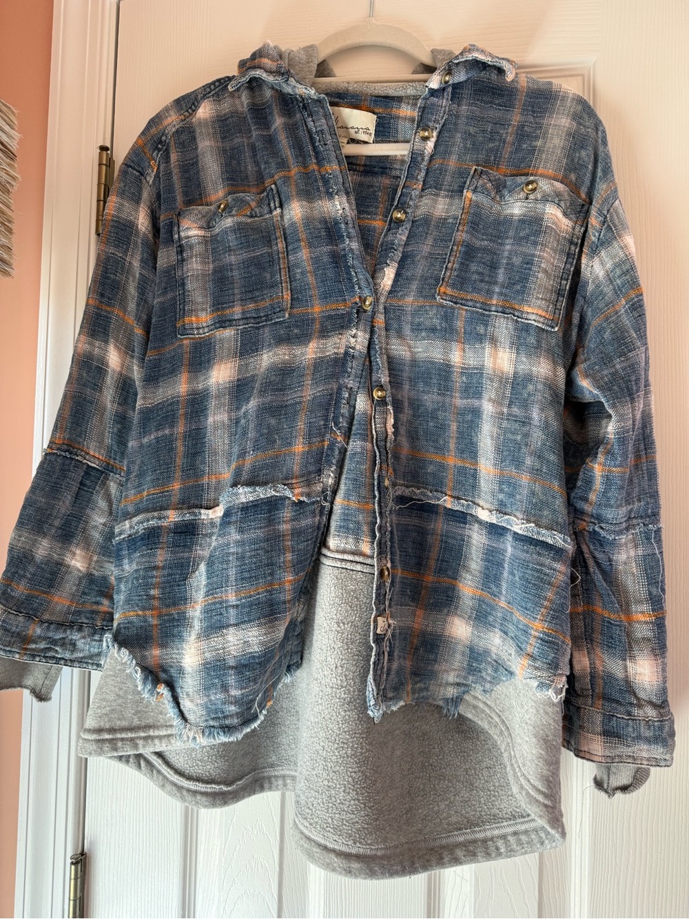 Vintage Havana Blue and Orange Plaid Shacket